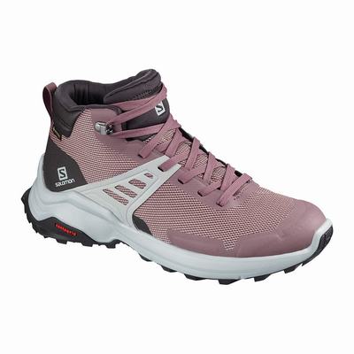 Salomon X RAISE MID GORE-TEX - Naisten Vaelluskengät - Viininpunainen